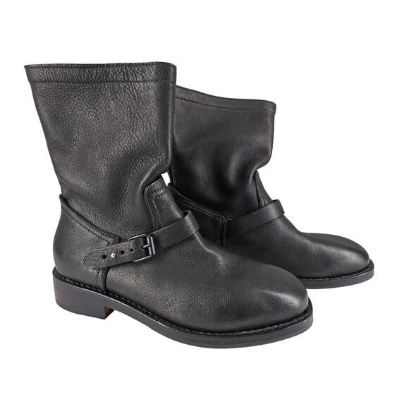 RAG & BONE WOMEN'S OLIVER BLACK LEATHER MOTO BOOTS SIZE 40 US 9.5 - Picture 1 of 12